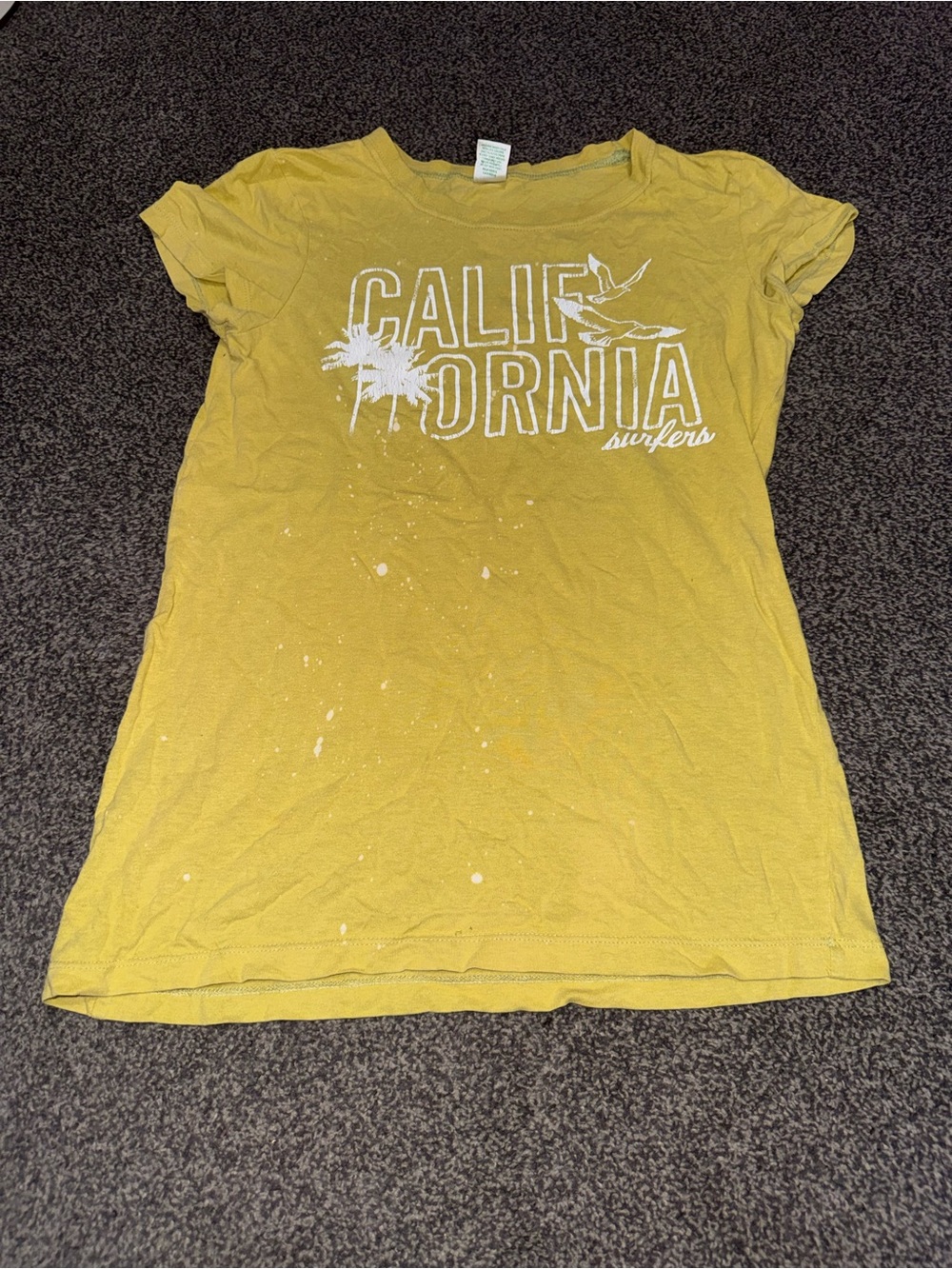 Hollister Yellow Graphic Tee with White Print